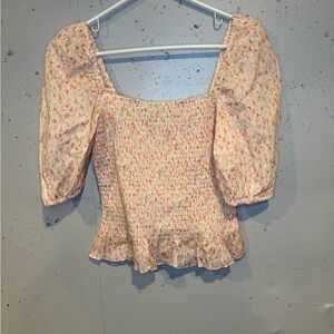 Heartloom Smocked Floral Puff Sleeve Top NWT